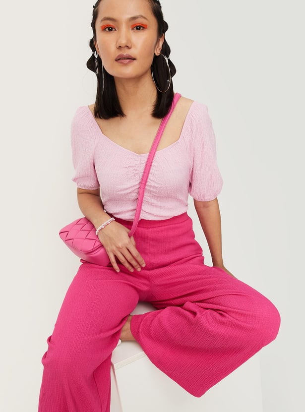 Women Ruched Raglan Sleeve Top