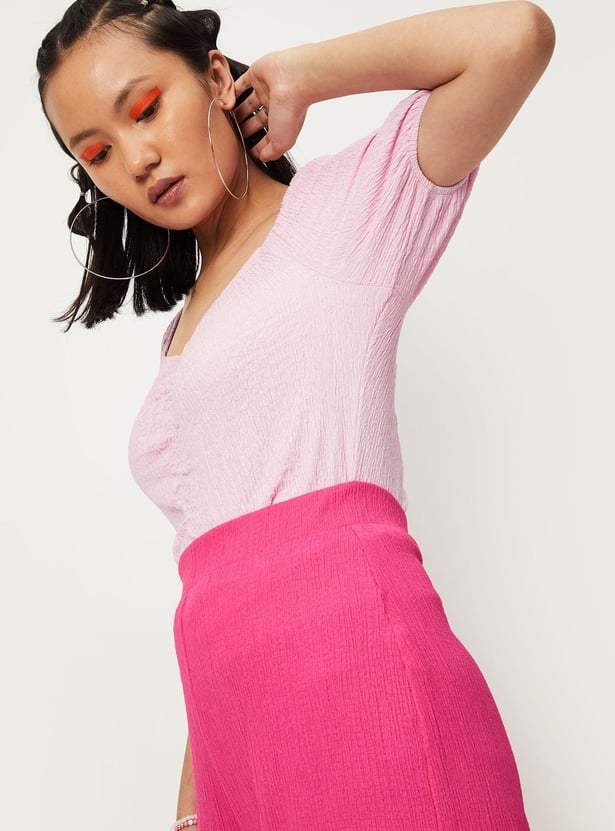 Women Ruched Raglan Sleeve Top