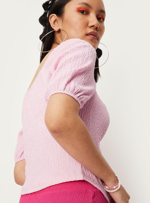 Women Ruched Raglan Sleeve Top