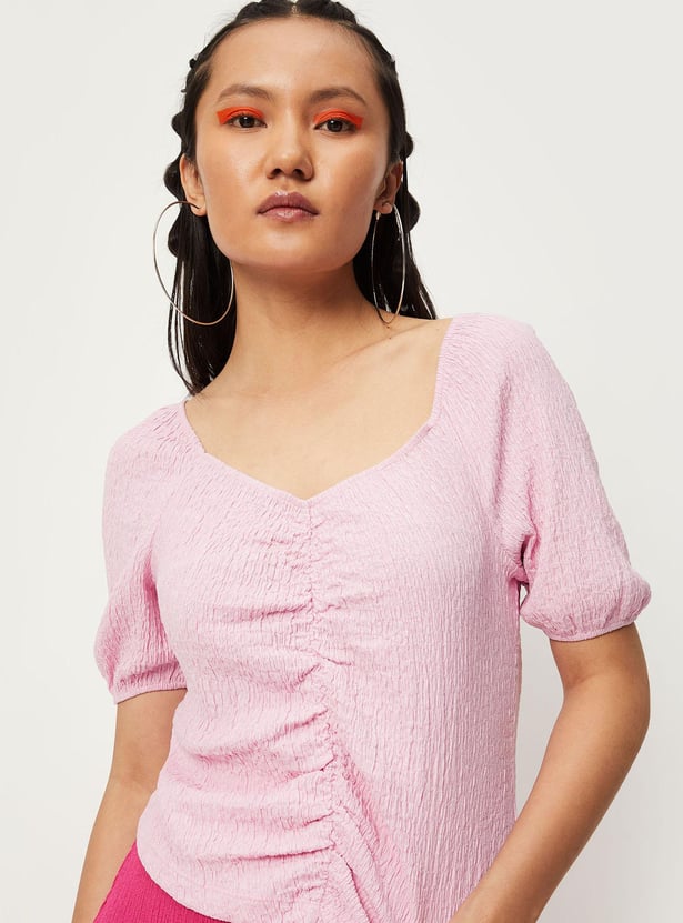 Women Ruched Raglan Sleeve Top