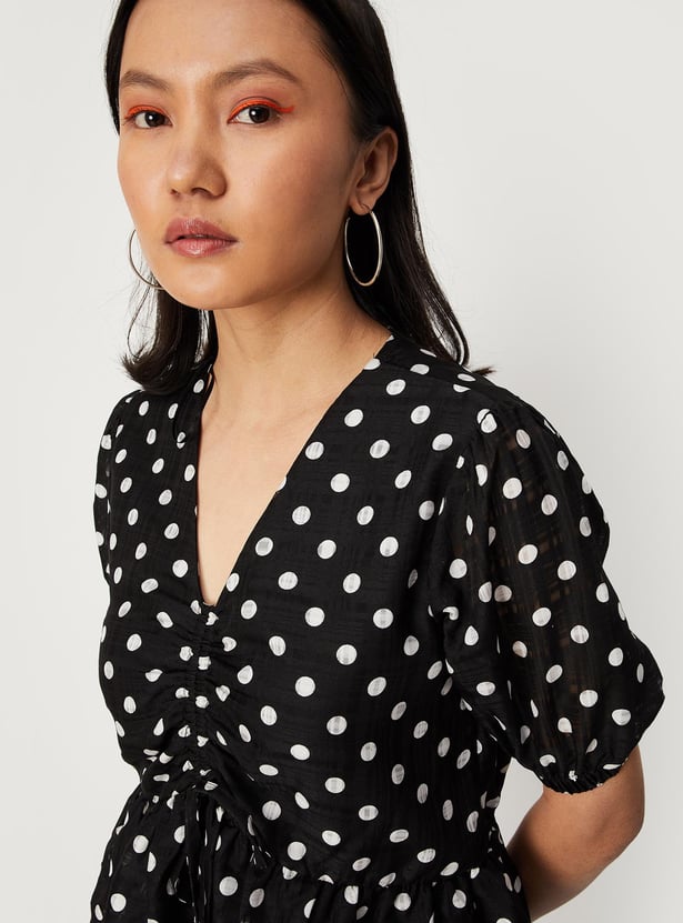 Women Polka Dot Peplum Top