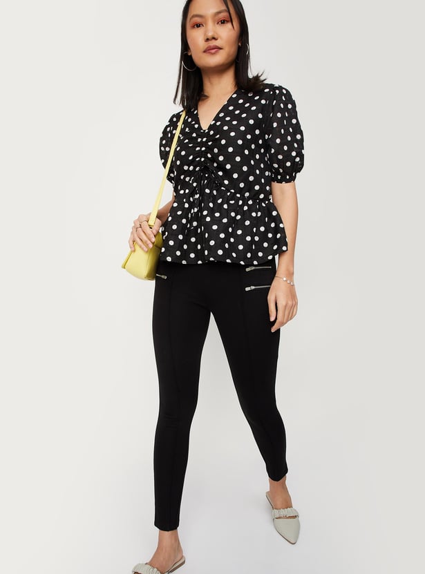 Women Polka Dot Peplum Top