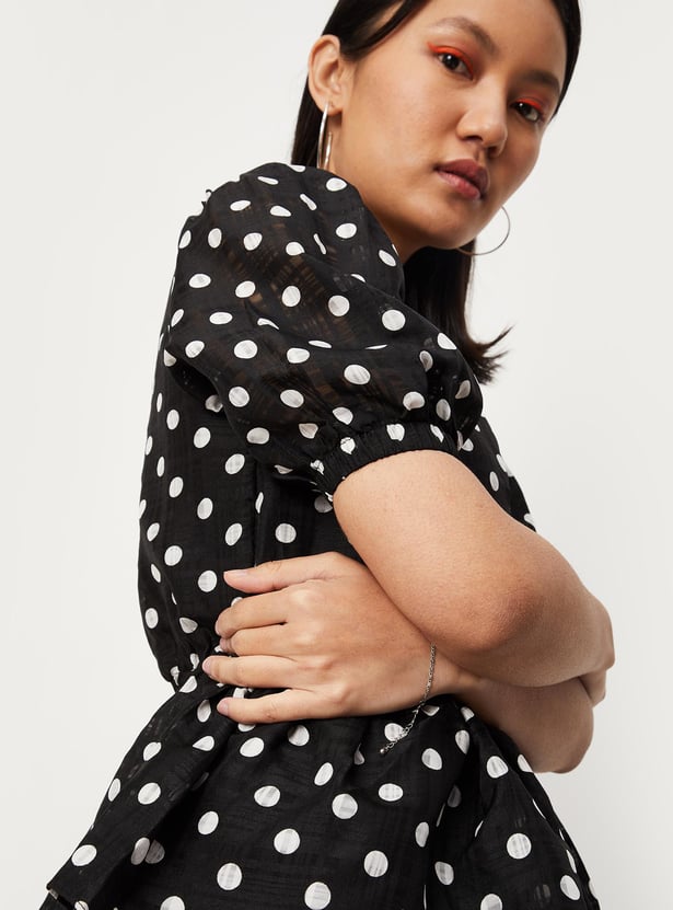 Women Polka Dot Peplum Top