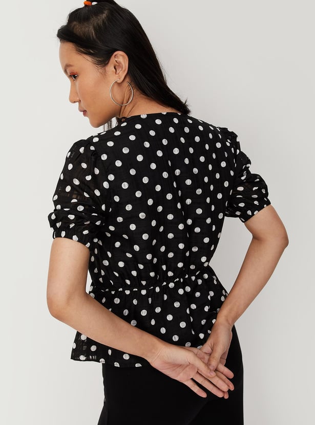 Women Polka Dot Peplum Top