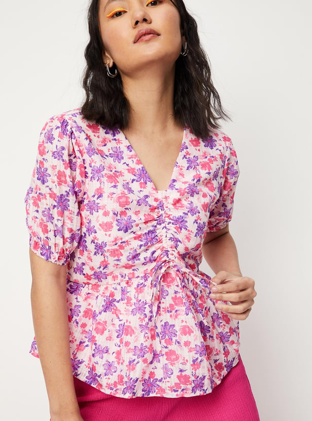 Women Floral Printed Peplum Top