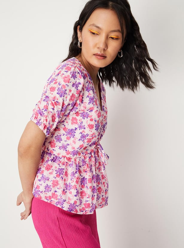Women Floral Printed Peplum Top