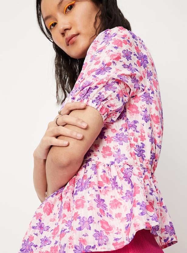 Women Floral Printed Peplum Top