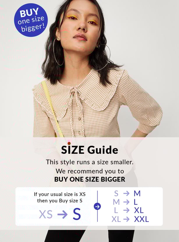 Women Checked Peter Pan Top