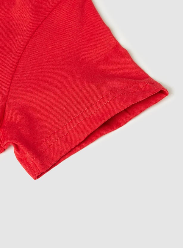 Boys Typographic Printed Cotton T-shirt