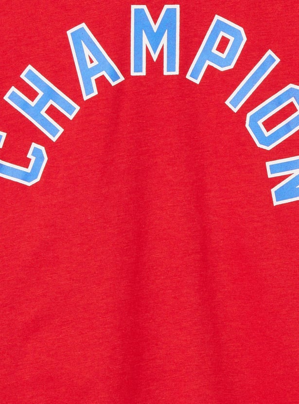 Boys Typographic Printed Cotton T-shirt