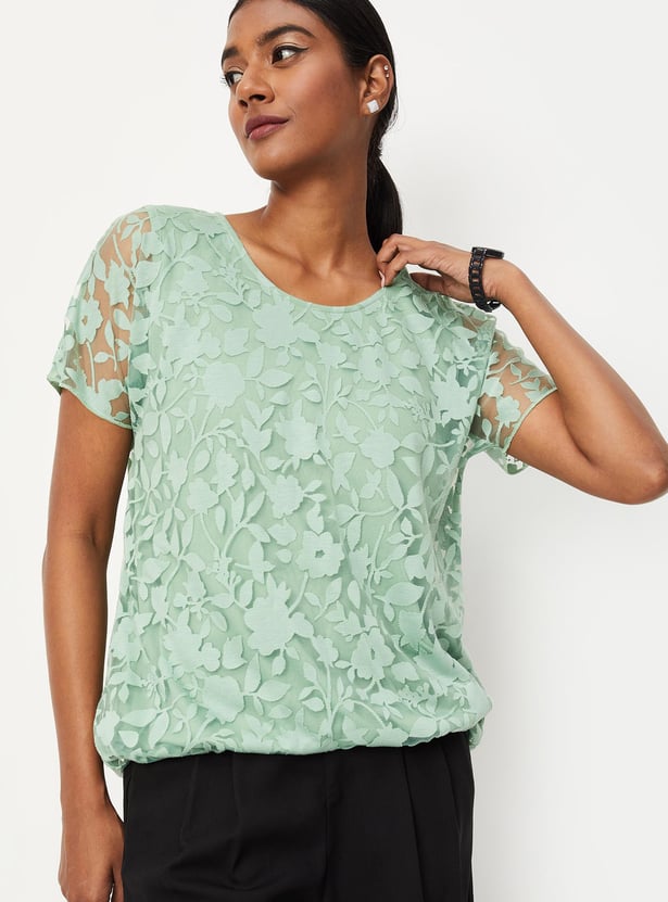Women Floral Overlay Top