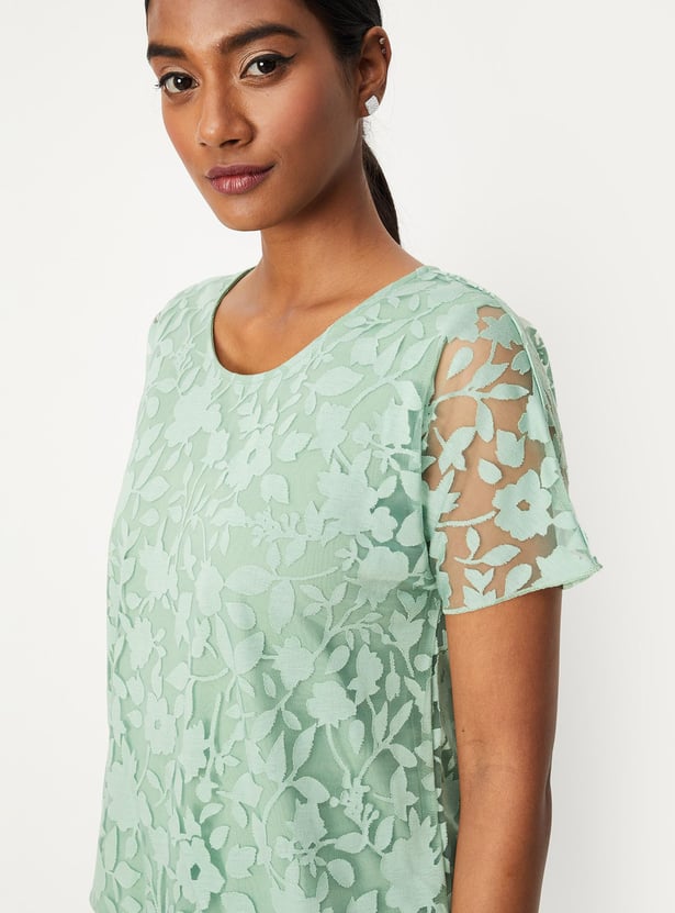 Women Floral Overlay Top