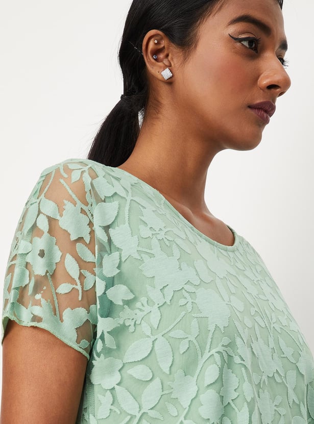 Women Floral Overlay Top