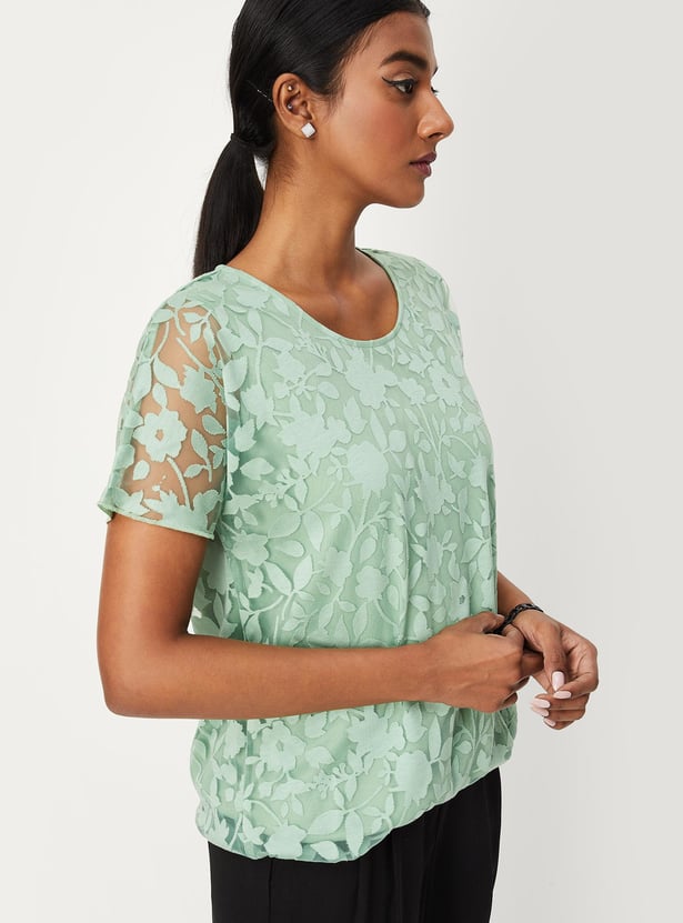 Women Floral Overlay Top