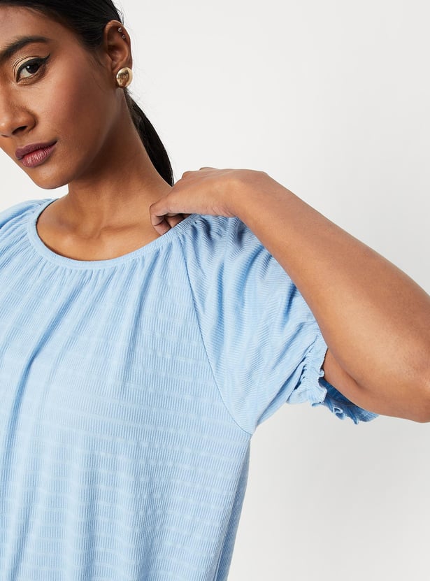Women Smocked Hem Casual Top