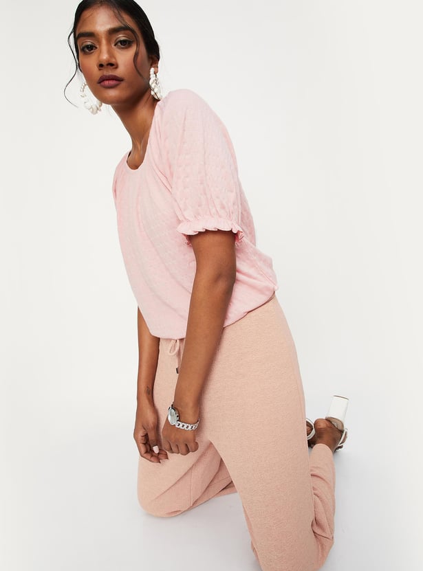Women Smocked Hem Casual Top