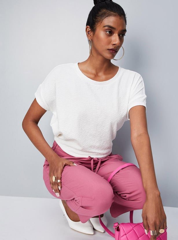 Women Jacquard Embossed Knit Top