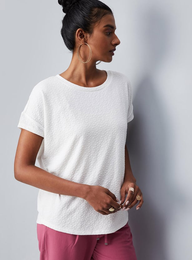 Women Jacquard Embossed Knit Top