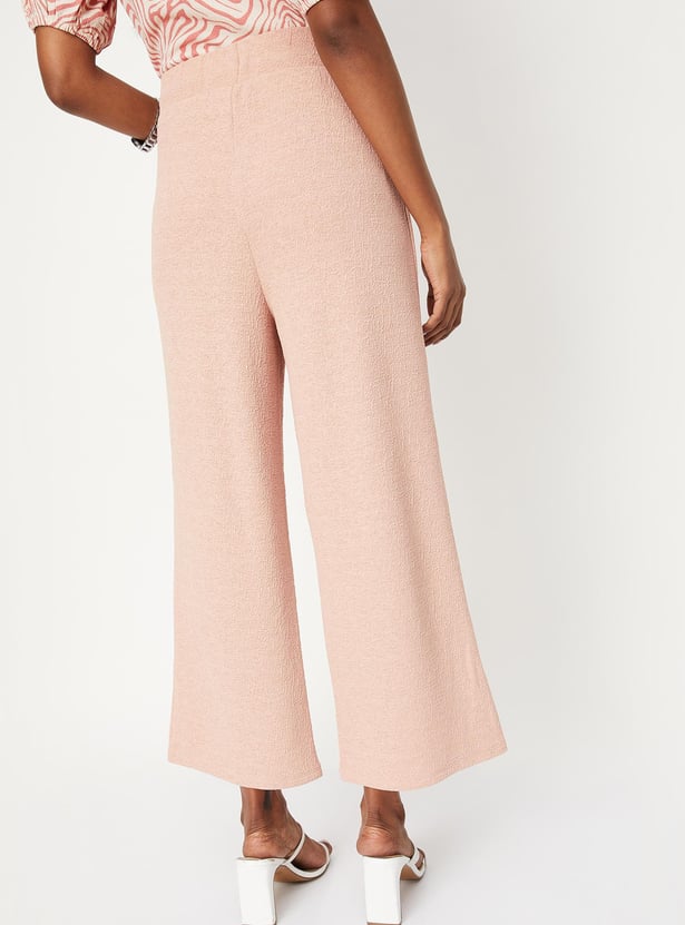 Women Textured Relaxed Fit Trousers
