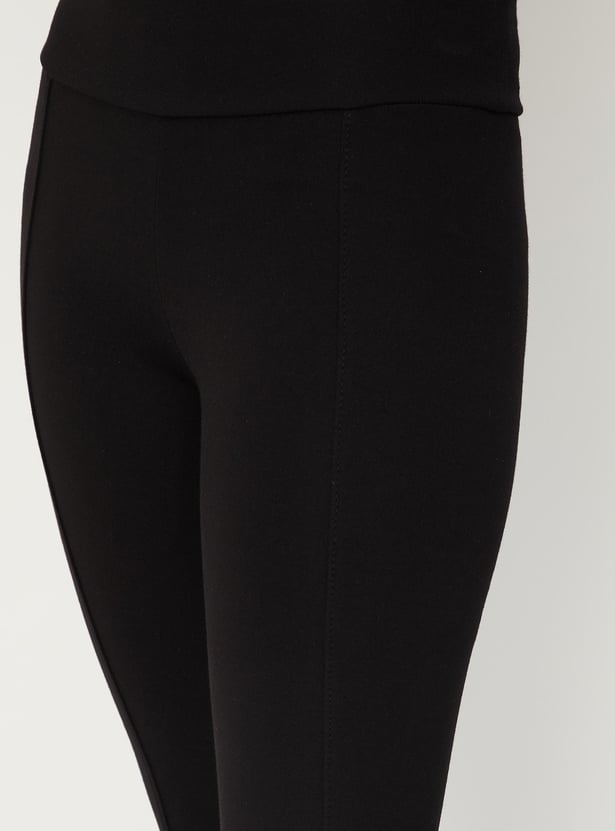 Women Solid Stretch Knit Treggings