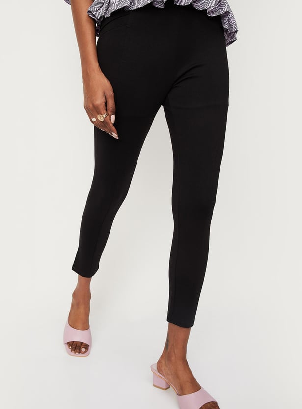 Women Pleated Pointe Knit Stretch Trousers