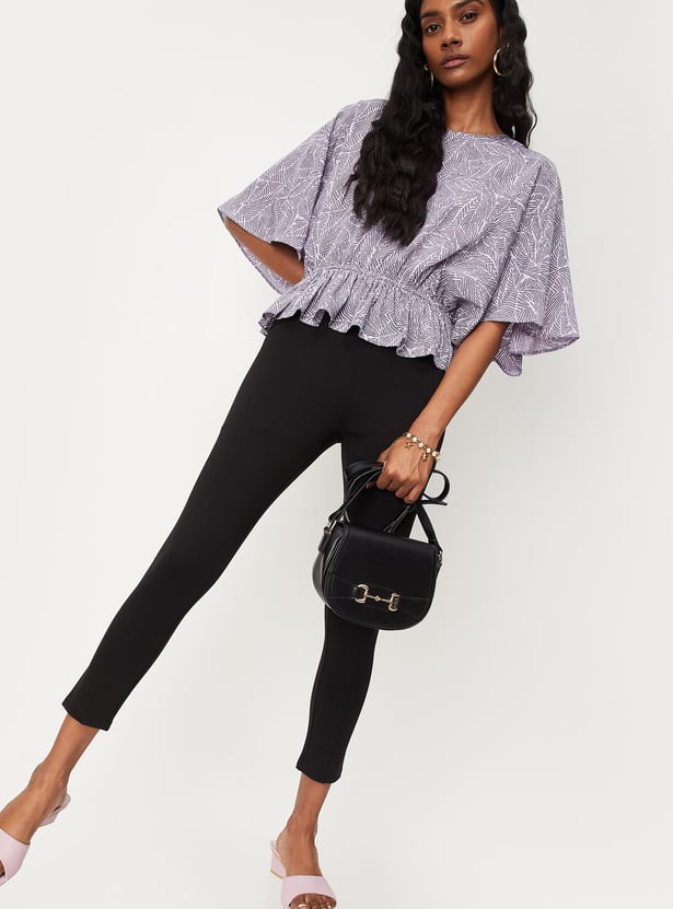 Women Pleated Pointe Knit Stretch Trousers