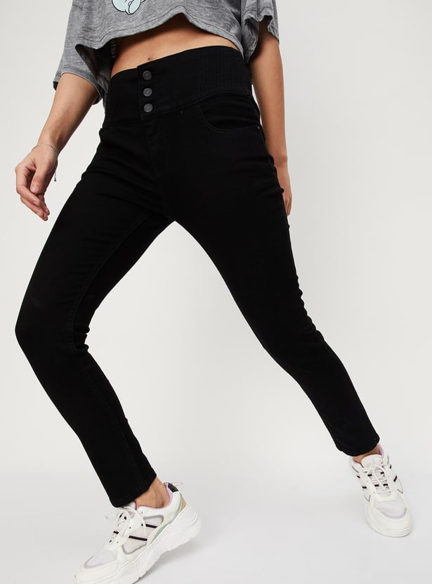 Women Triple Button Skinny Fit Jeans