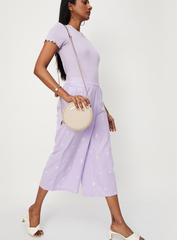 Women Embroidered Culottes with Pockets