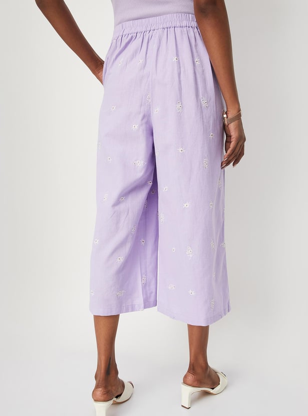 Women Embroidered Culottes with Pockets