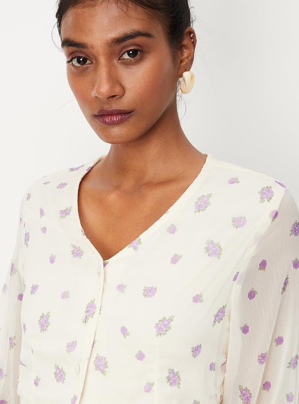 Women Floral Printed Peplum Top