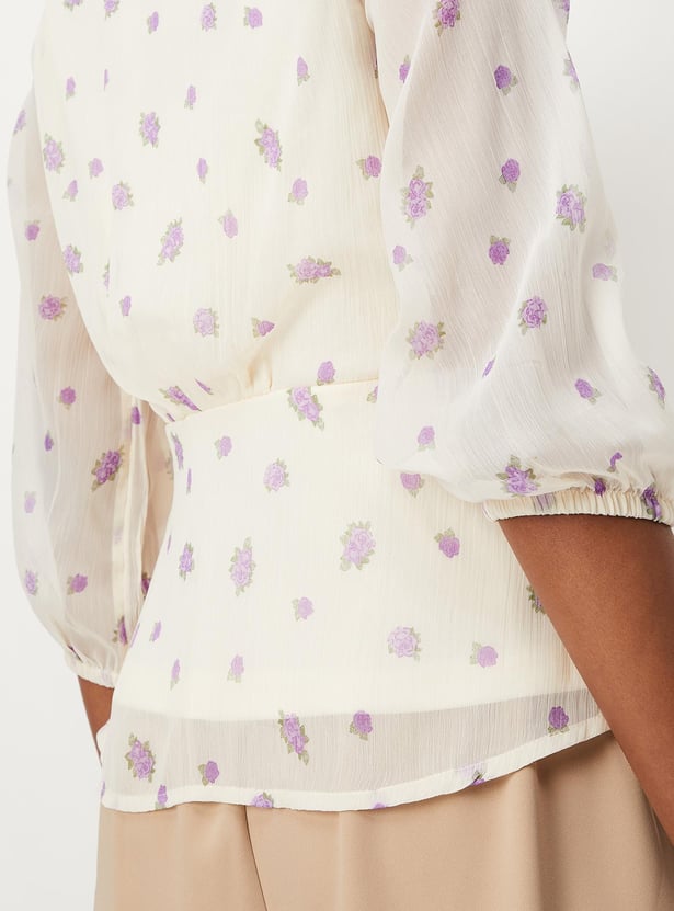 Women Floral Printed Peplum Top