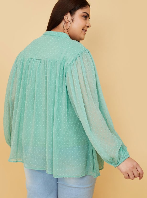 Women Dobby Embroidered Top