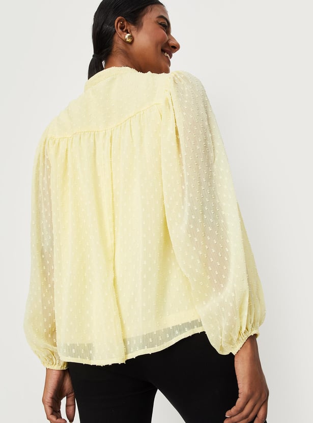 Women Dobby Embroidered Top