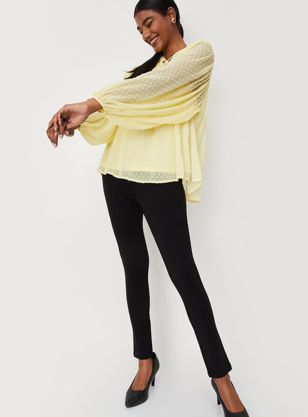 Women Dobby Embroidered Top