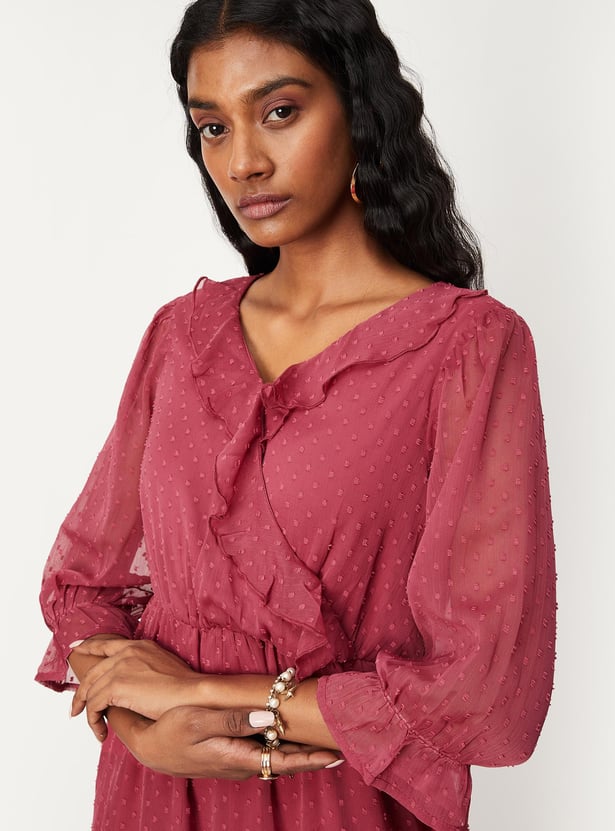Women Dobby Woven Tiered Dress