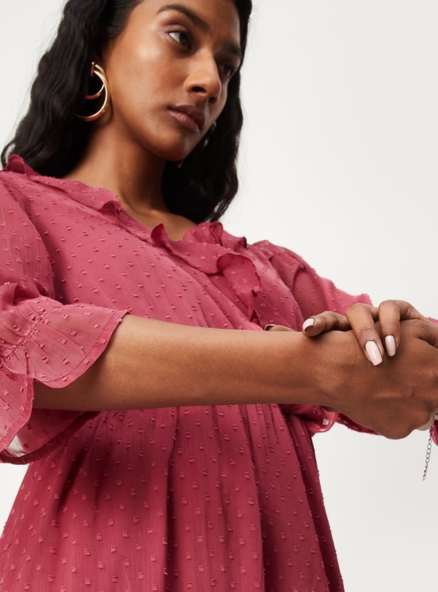 Women Dobby Woven Tiered Dress