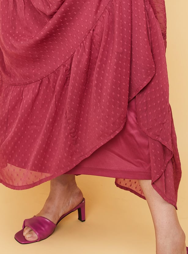 Women Dobby Woven Tiered Dress
