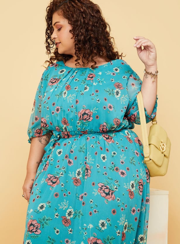Women Printed Puffed Sleeves Dress