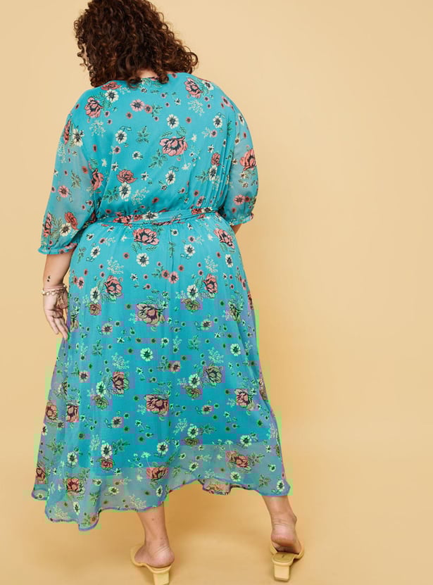 Women Printed Puffed Sleeves Dress