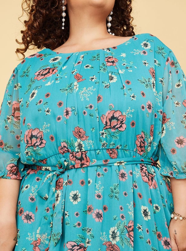 Women Printed Puffed Sleeves Dress