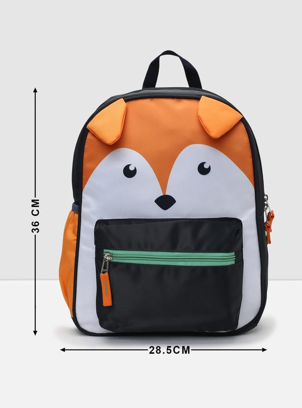 Boys Fox Printed Zip-Closure Backpack