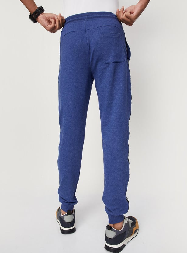 Boys Typographic Printed Full-Length Joggers with Tape Detail