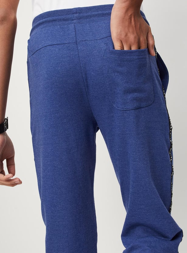 Boys Typographic Printed Full-Length Joggers with Tape Detail