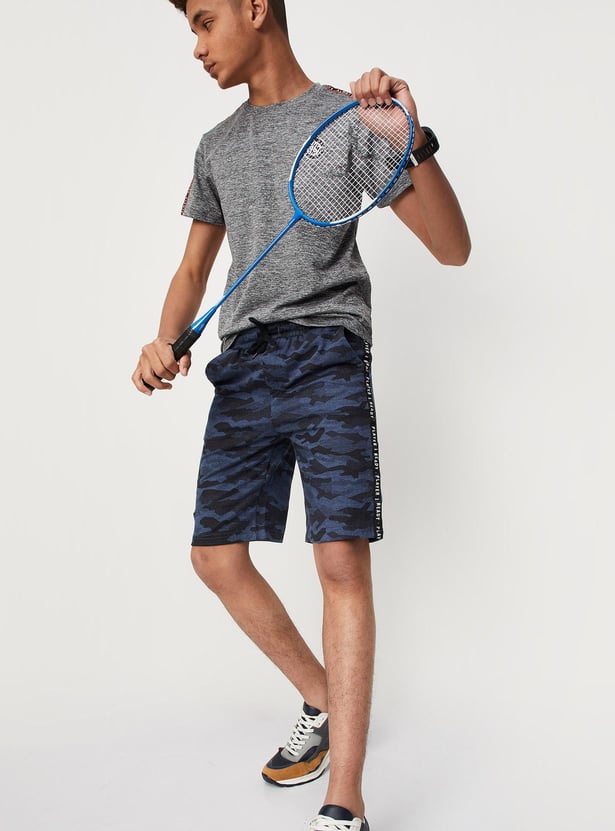 Boys Camouflage Printed Drawstring Knit Shorts