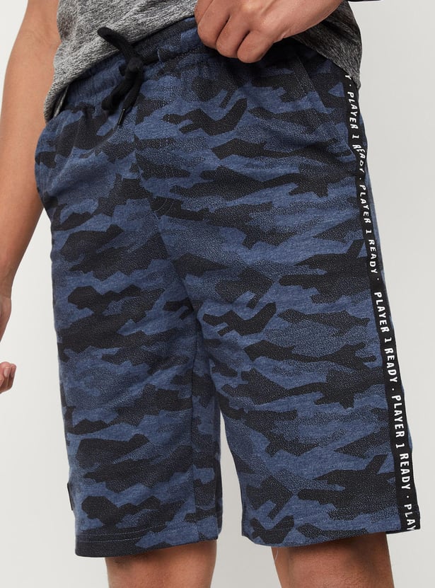 Boys Camouflage Printed Drawstring Knit Shorts