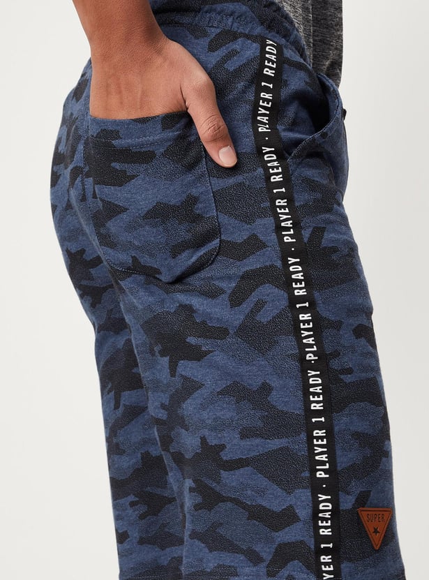 Boys Camouflage Printed Drawstring Knit Shorts