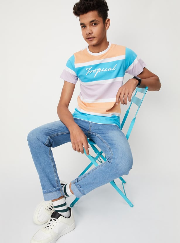 Boys Yarn Dyed Colourblock T-shirt