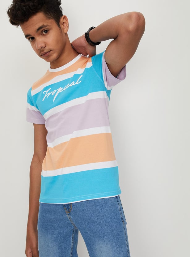 Boys Yarn Dyed Colourblock T-shirt