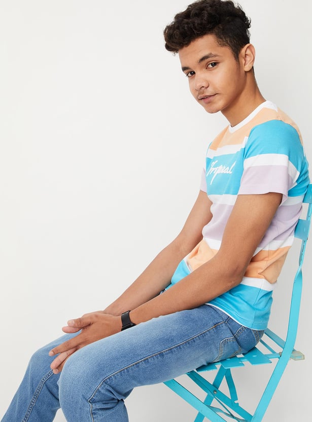 Boys Yarn Dyed Colourblock T-shirt