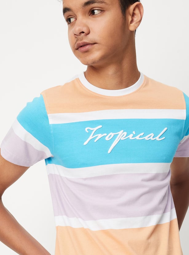 Boys Yarn Dyed Colourblock T-shirt